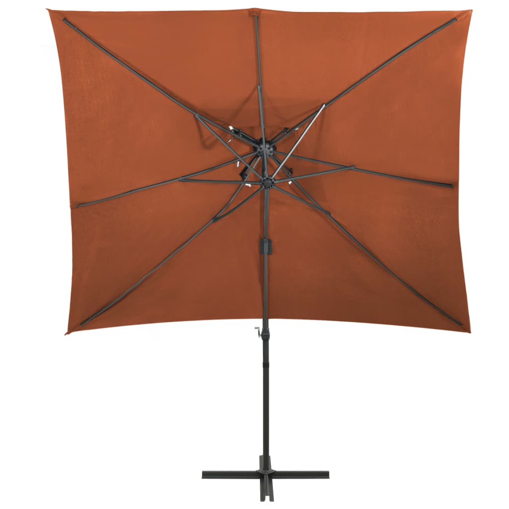 vidaXL Riippuva aurinkovarjo tuplakatolla terrakotta 250x250 cm