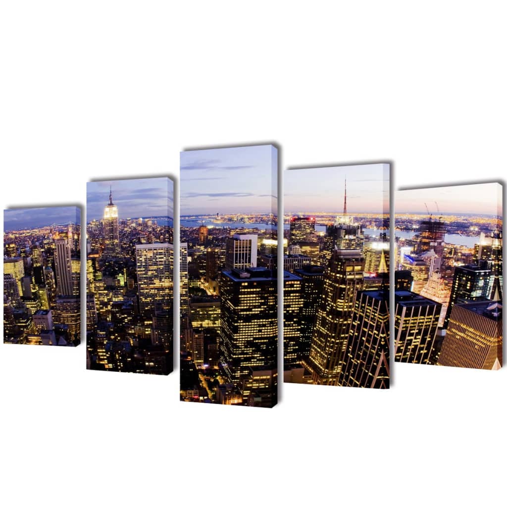 Taulusarja New York Taivaanranta Lintuperspektiivistä 200 x 100 cm