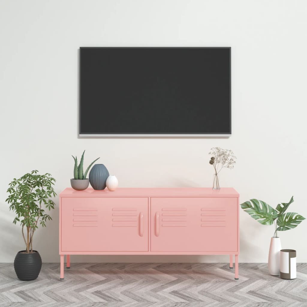 vidaXL TV-taso pinkki 105x35x50 cm teräs