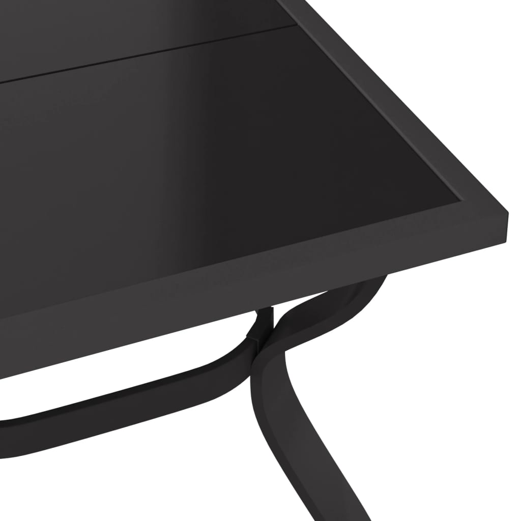 vidaXL Puutarhapöytä harmaa ja musta 140x70x70 cm teräs ja lasi