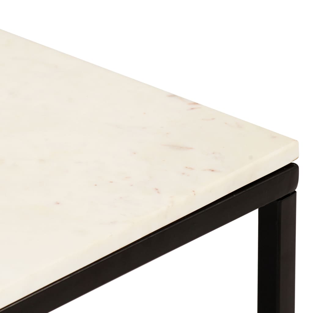 vidaXL Sohvapöytä valkoinen 40x40x35 cm aito kivi marmorikuviolla