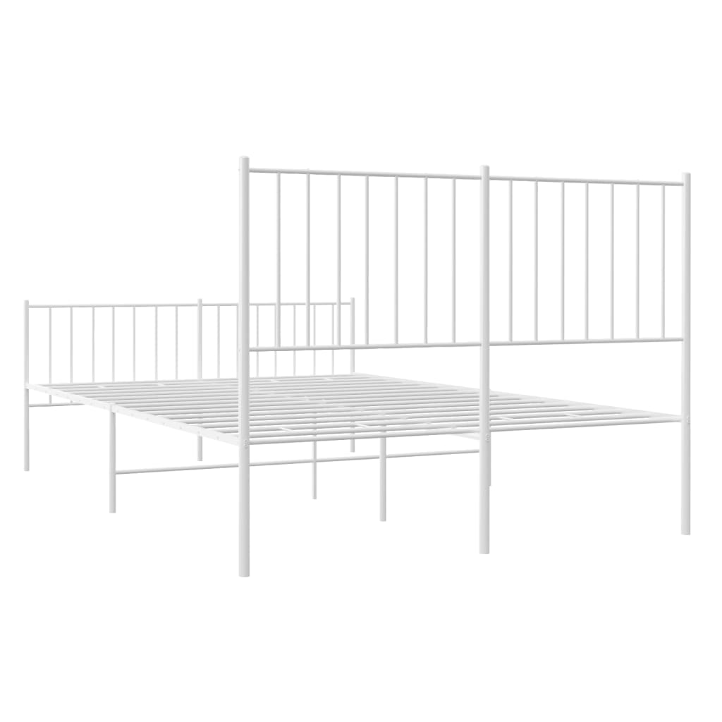 vidaXL Metallinen sängynrunko päädyillä valkoinen 120x200 cm