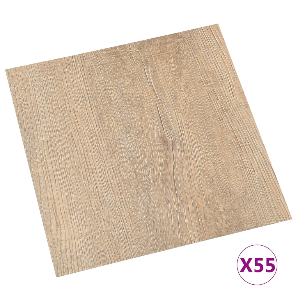 vidaXL Itsekiinnittyvä lattialankku 55 kpl PVC 5,11 m² ruskea