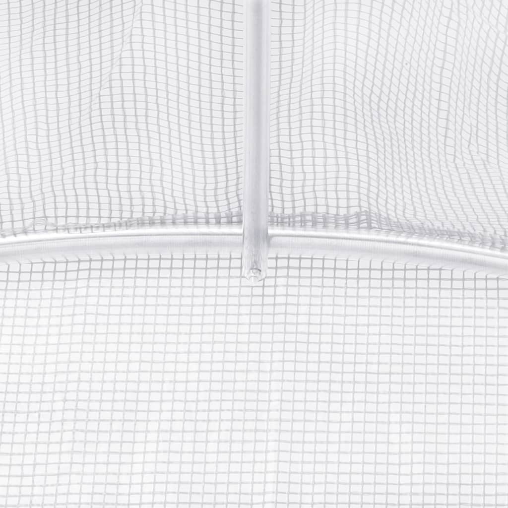 vidaXL Kasvihuone teräsrungolla valkoinen 36 m² 6x6x2,85 m