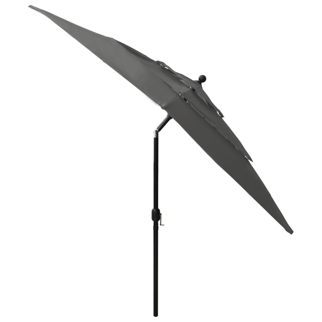 vidaXL 3-tasoinen aurinkovarjo alumiinitanko antrasiitti 2,5x2,5 m