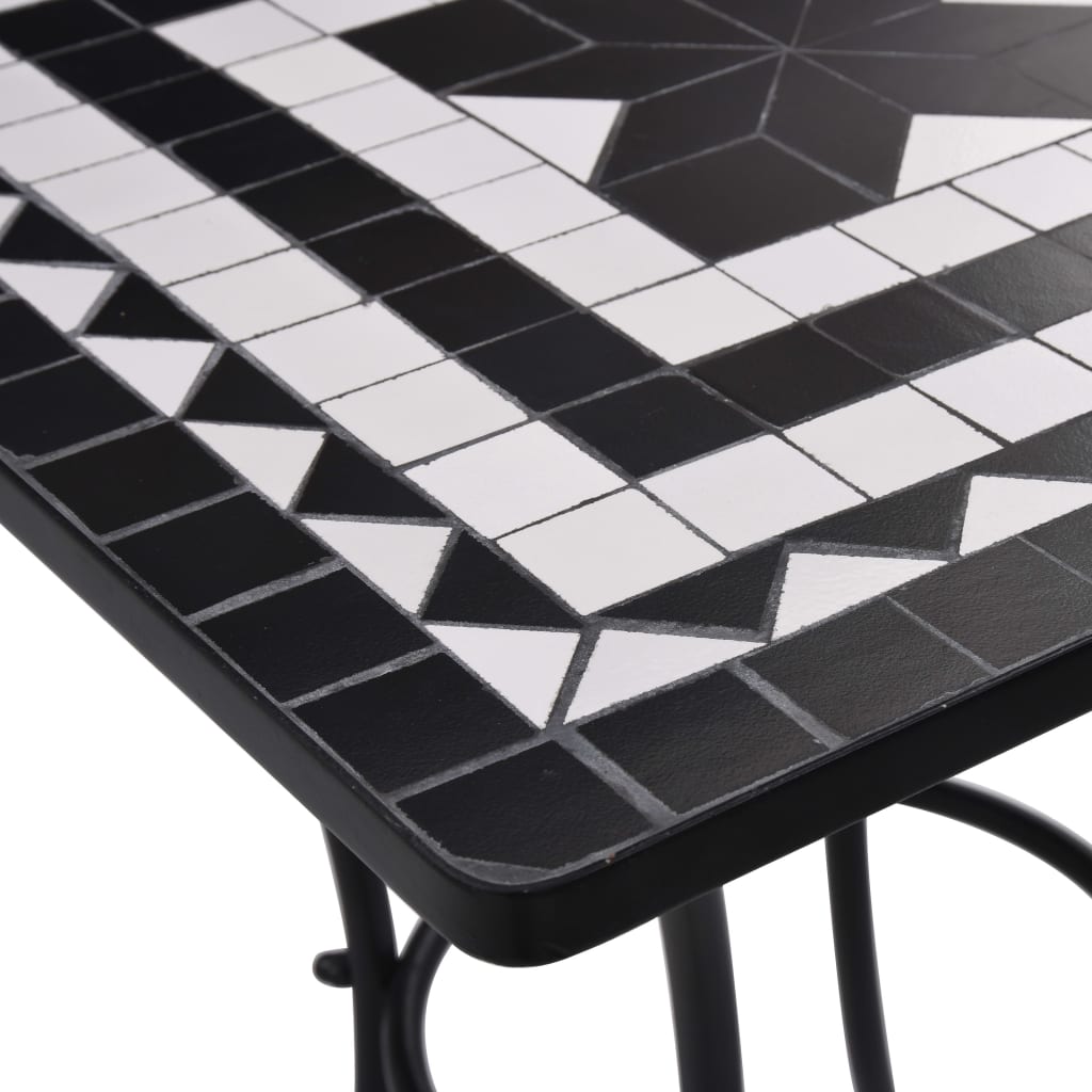 vidaXL Mosaiikkibistropöytä musta ja valkoinen 60 cm keramiikka