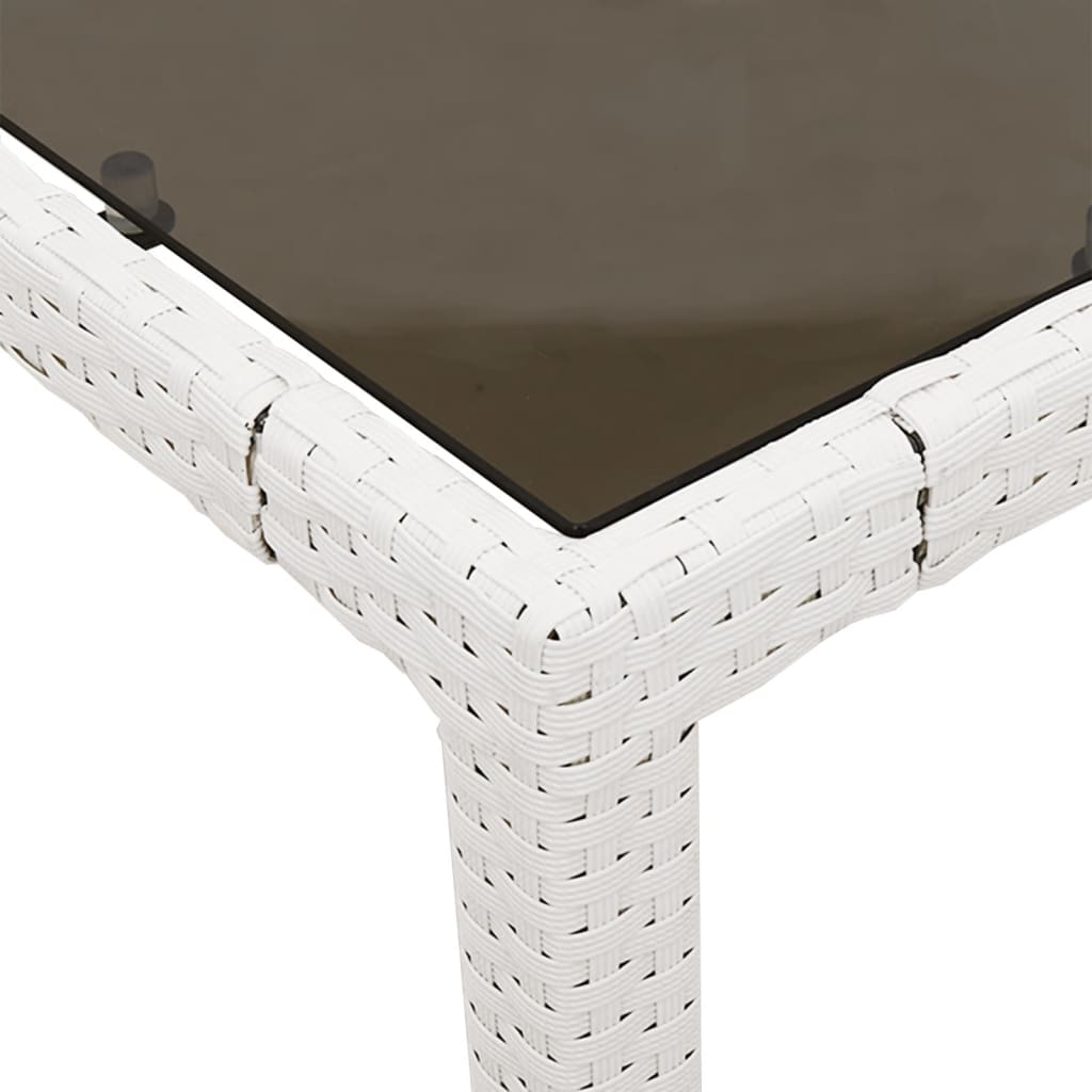 vidaXL Puutarhapöytä lasipöytälevy valkoinen 150x90x75 cm polyrottinki