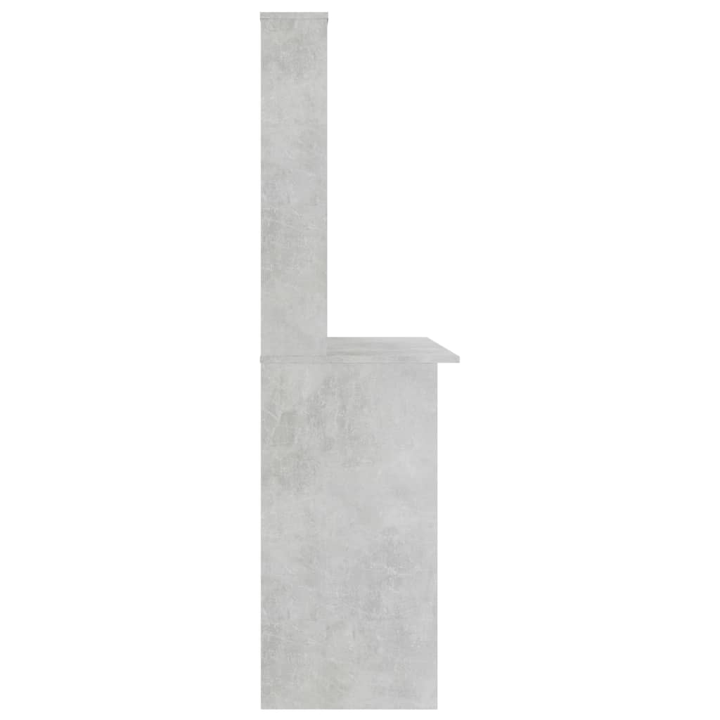 vidaXL Työpöytä hyllyillä betoninharmaa 110x45x157 cm lastulevy