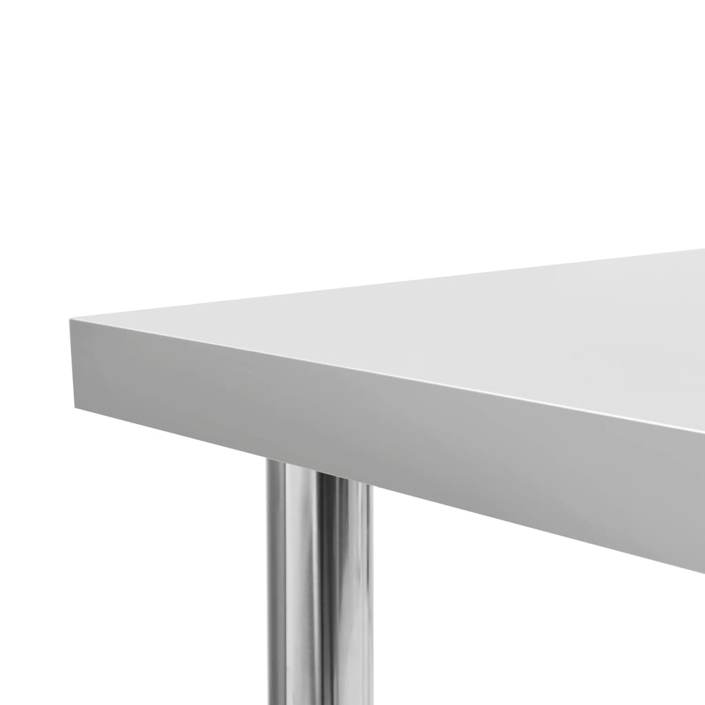 vidaXL Keittiön työpöytä ylähyllyllä 120x60x150 cm ruostumaton teräs