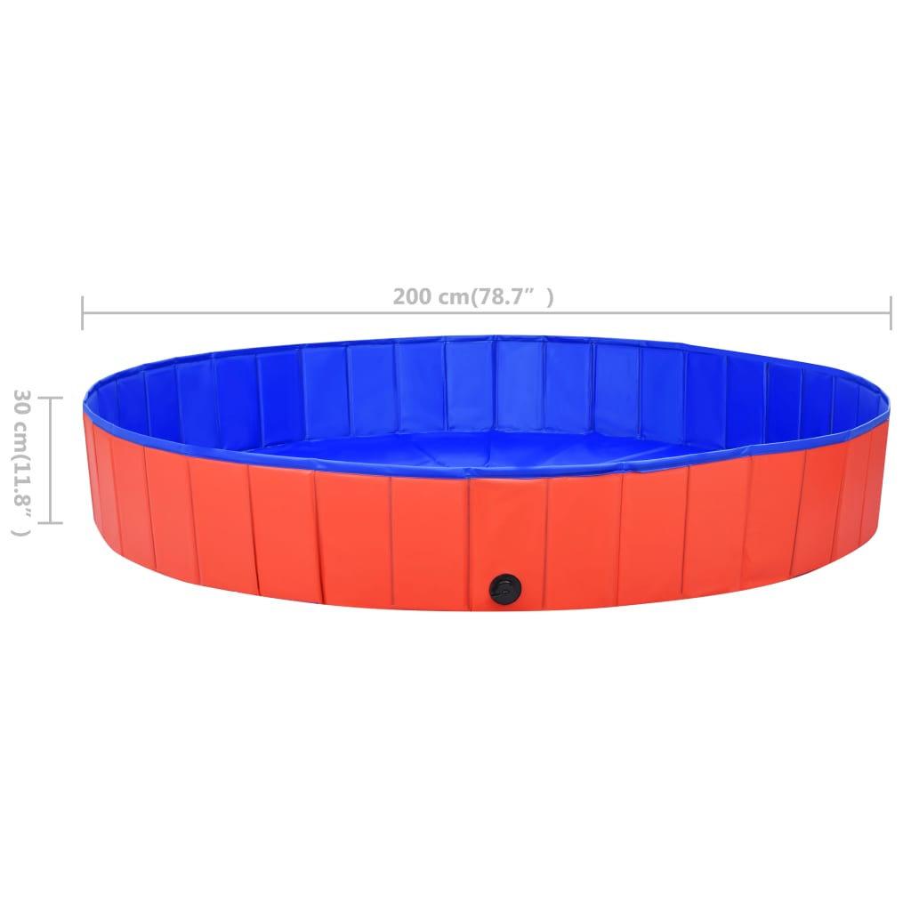 vidaXL Kokoontaitettava koiran uima-allas punainen 200x30 cm PVC