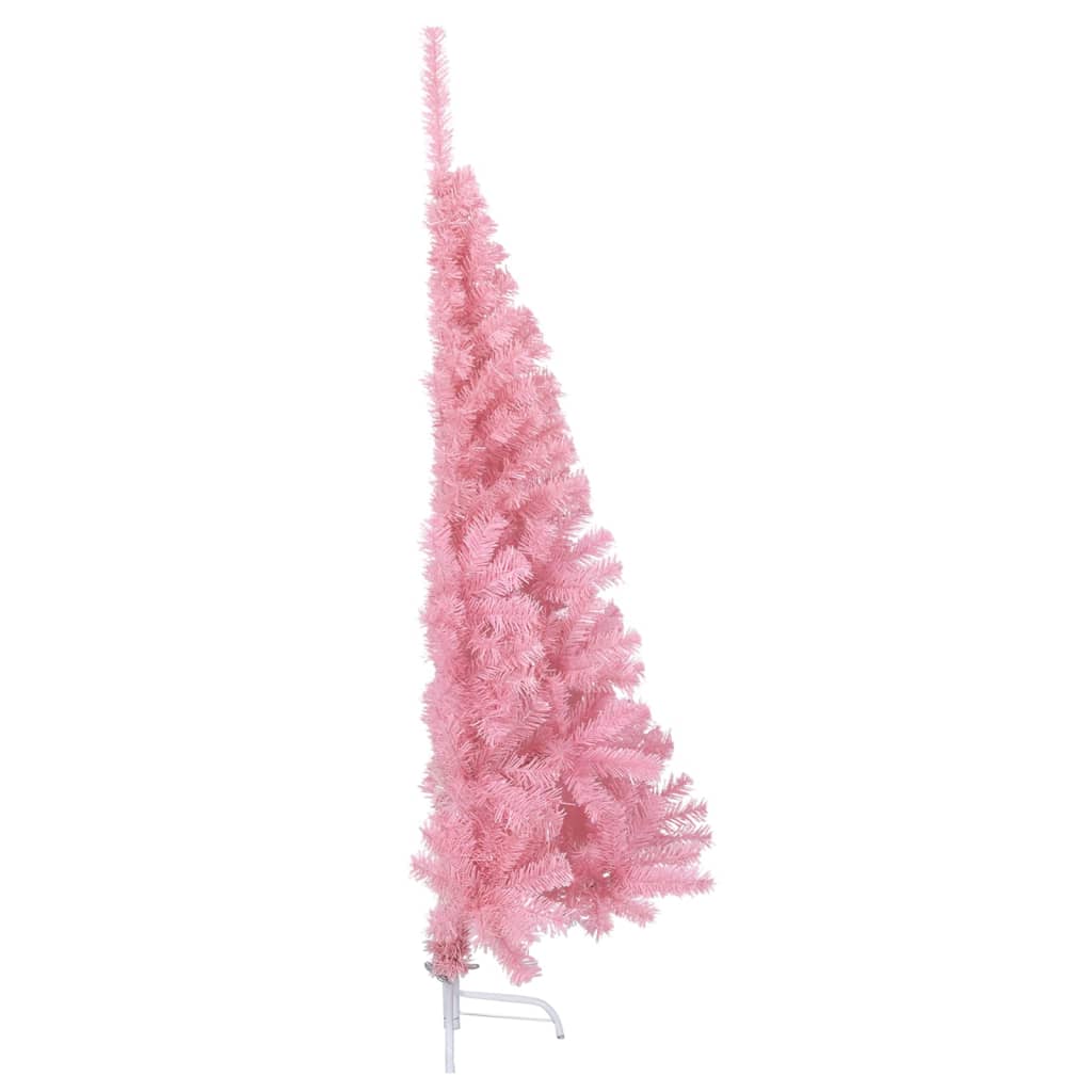 vidaXL Tekojoulukuusen puolikas jalustalla pinkki 150 cm PVC