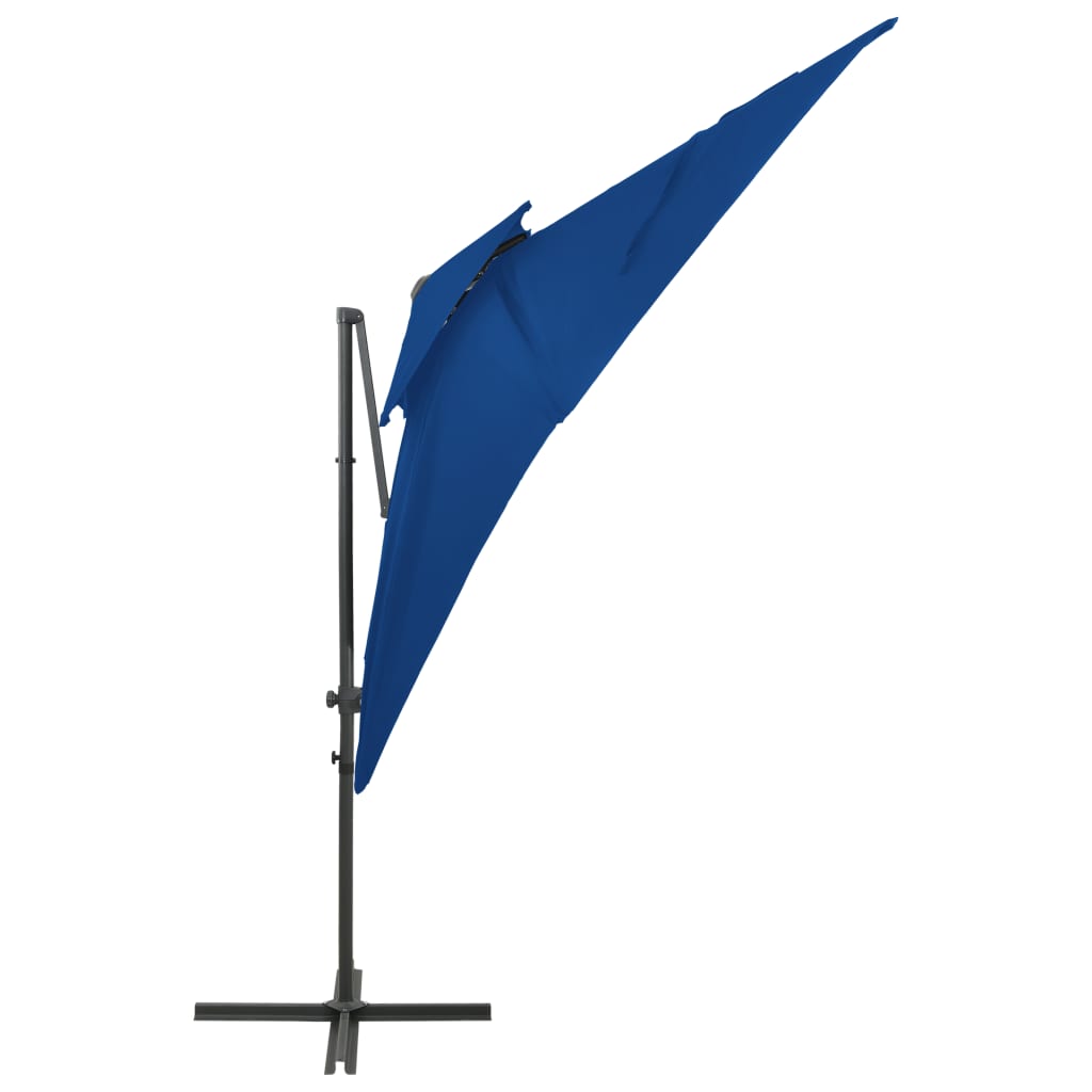 vidaXL Riippuva aurinkovarjo tuplakatolla taivaansininen 250x250 cm