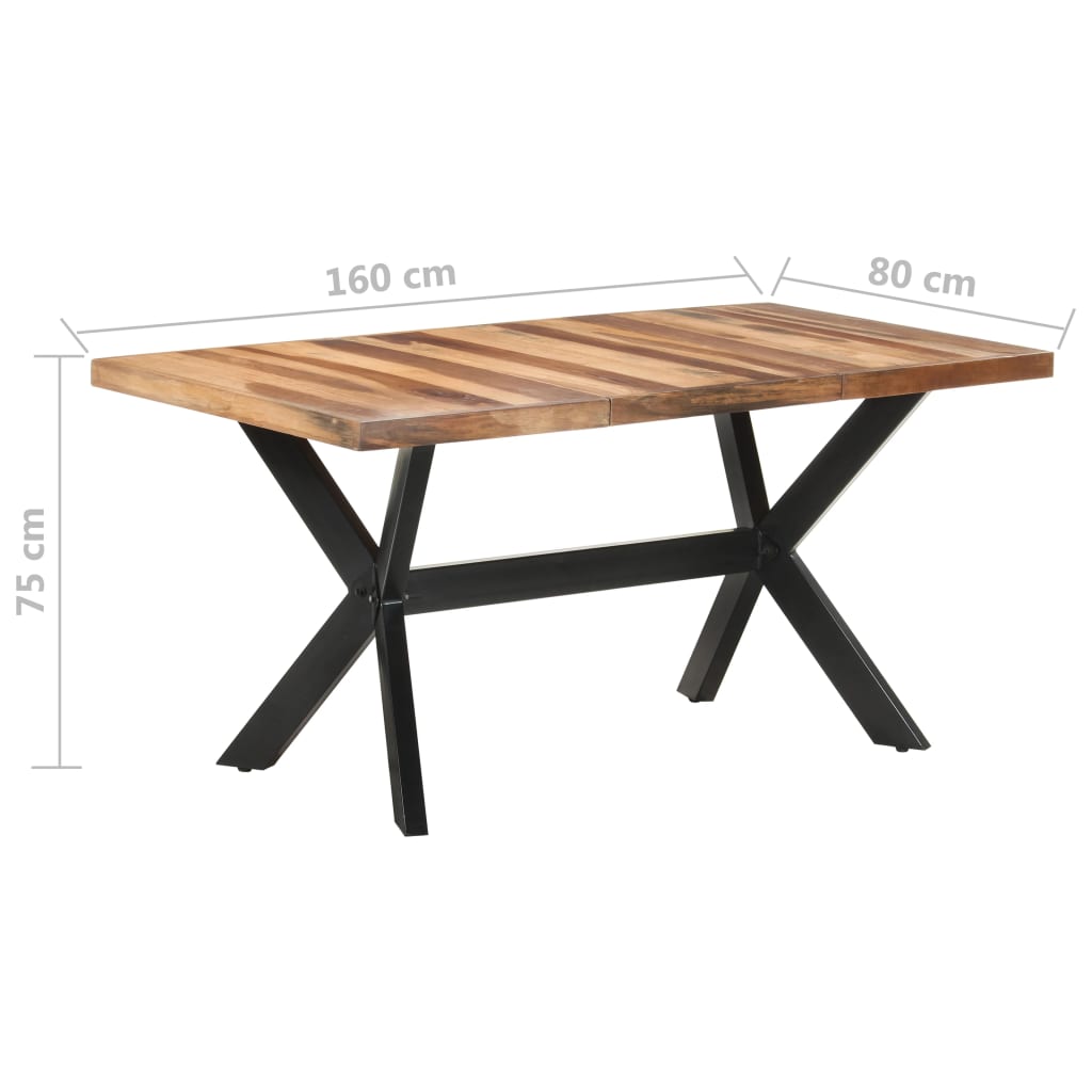 vidaXL Ruokapöytä 160x80x75 cm täysi puu hunajaviimeistelyllä