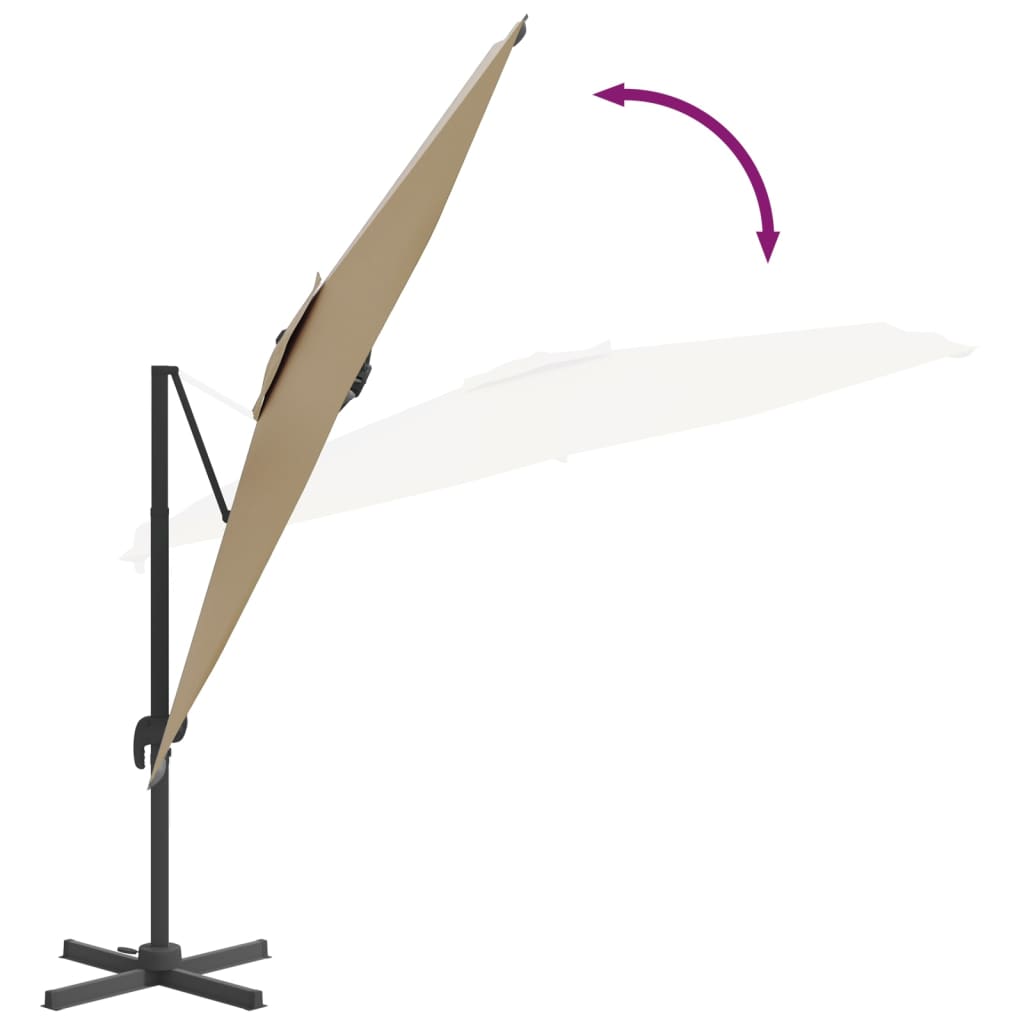 vidaXL Riippuva LED-aurinkovarjo taupe 400x300 cm