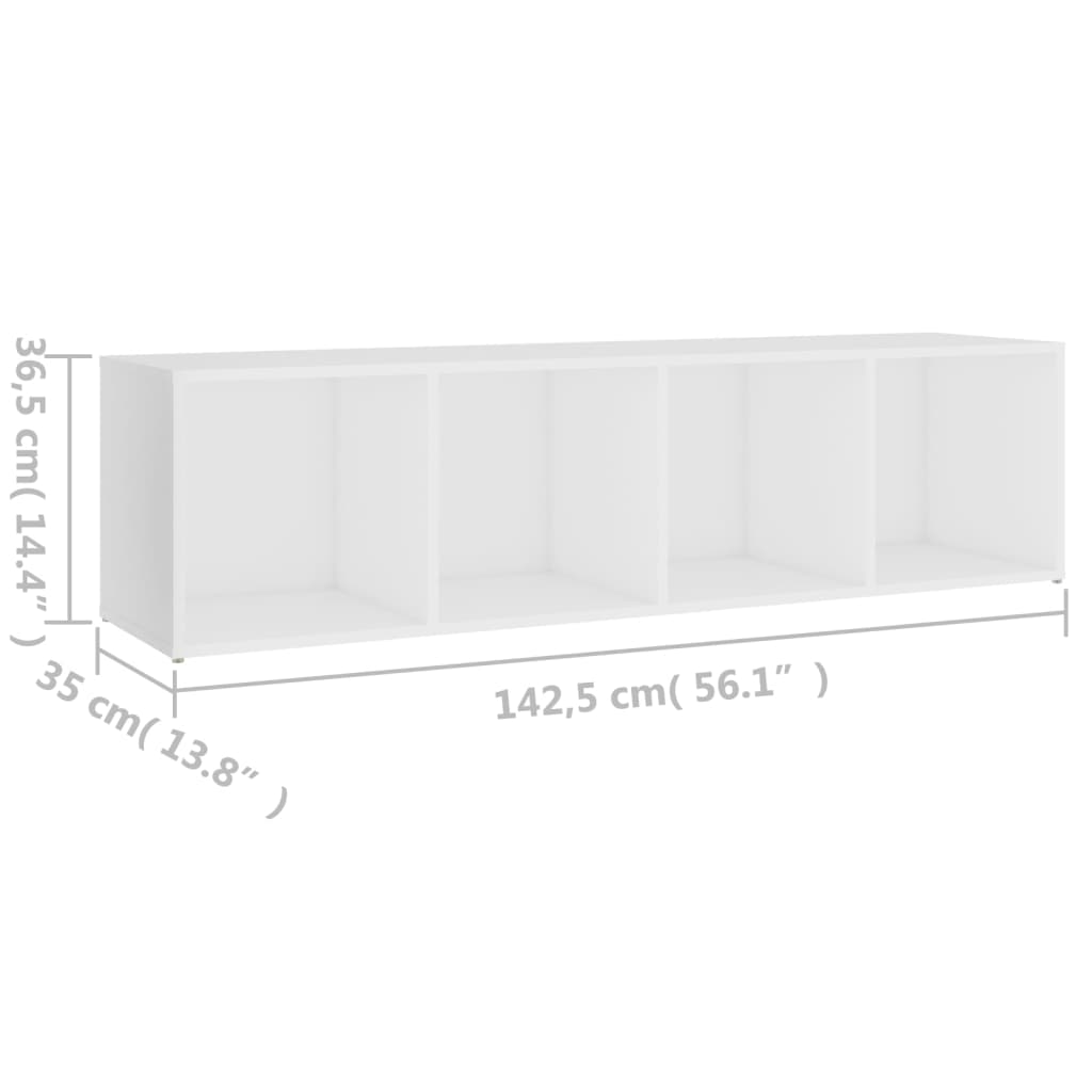 vidaXL TV-taso valkoinen 142,5x35x36,5 cm lastulevy