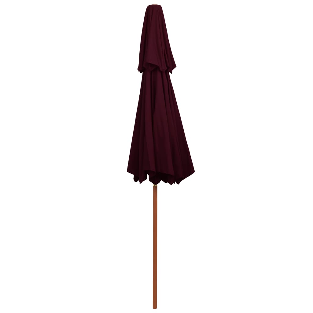 vidaXL Kaksikerroksinen aurinkovarjo puurunko viininpunainen 270 cm