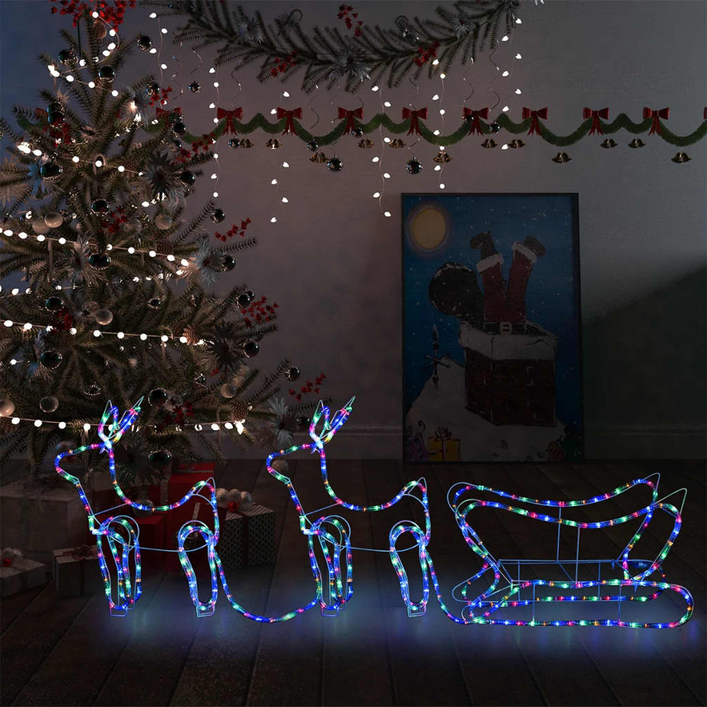 vidaXL Poro ja reki joulukoriste ulkokäyttöön 576 LED-valoa