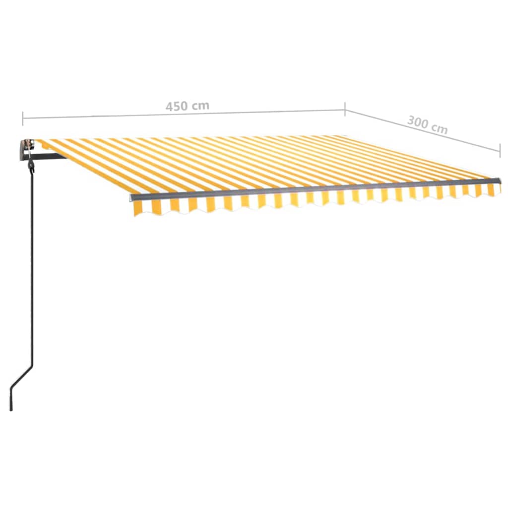vidaXL Sisäänkelattava markiisi LED/tuulisensori 4,5x3m keltavalkoinen