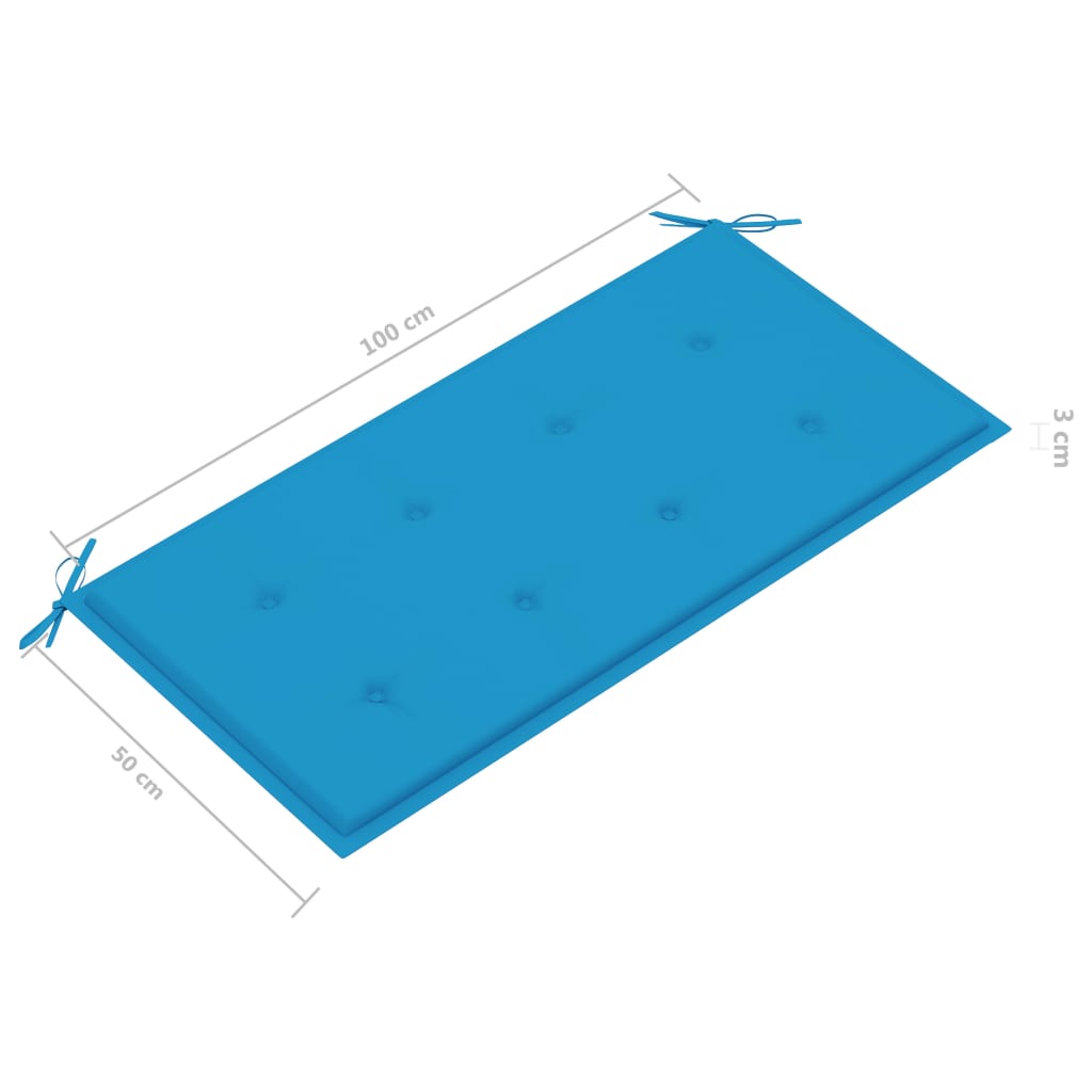 vidaXL Puutarhapenkki siniset tyyny 112 cm täysi tiikki