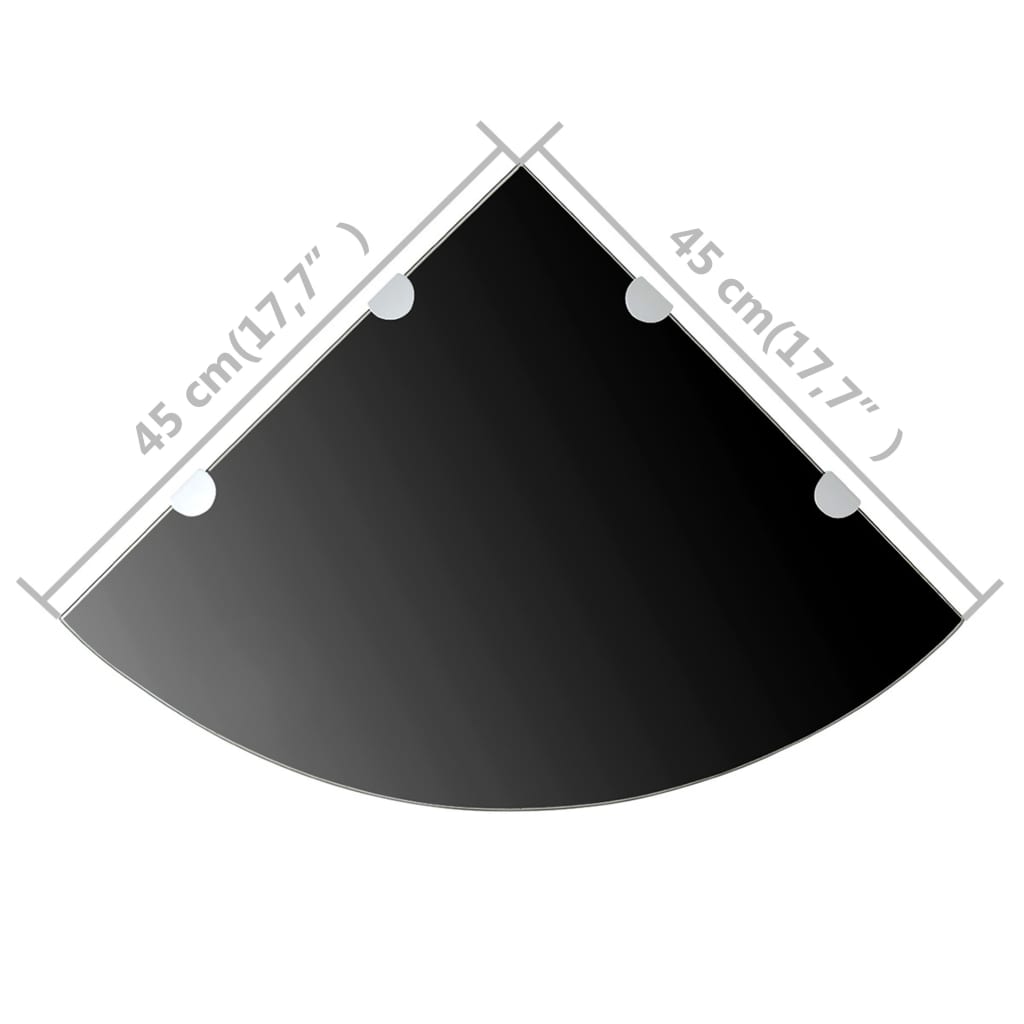 vidaXL Kulmahyllyt 2 kpl kromisilla kiinnikkeillä musta lasi 45x45 cm
