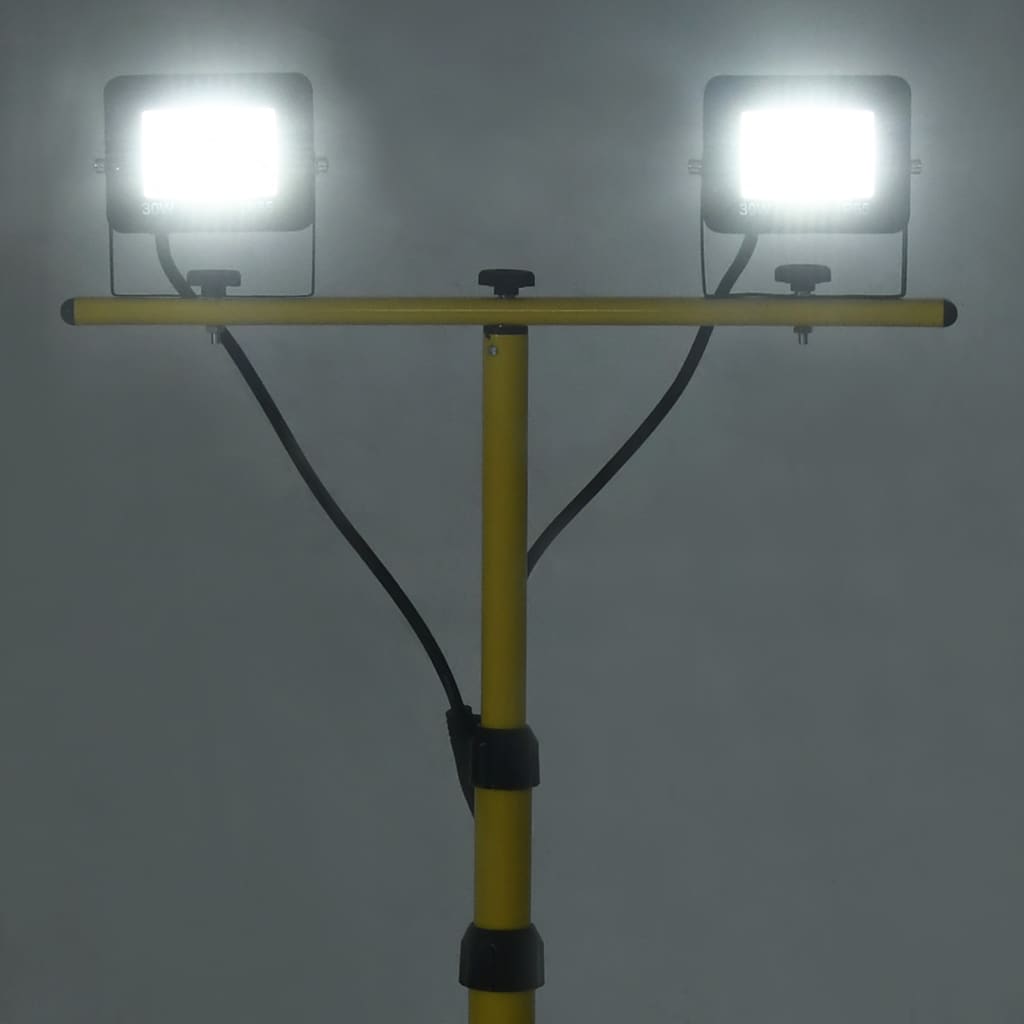vidaXL LED-valonheitin kolmijalalla 2x30 W kylmä valkoinen