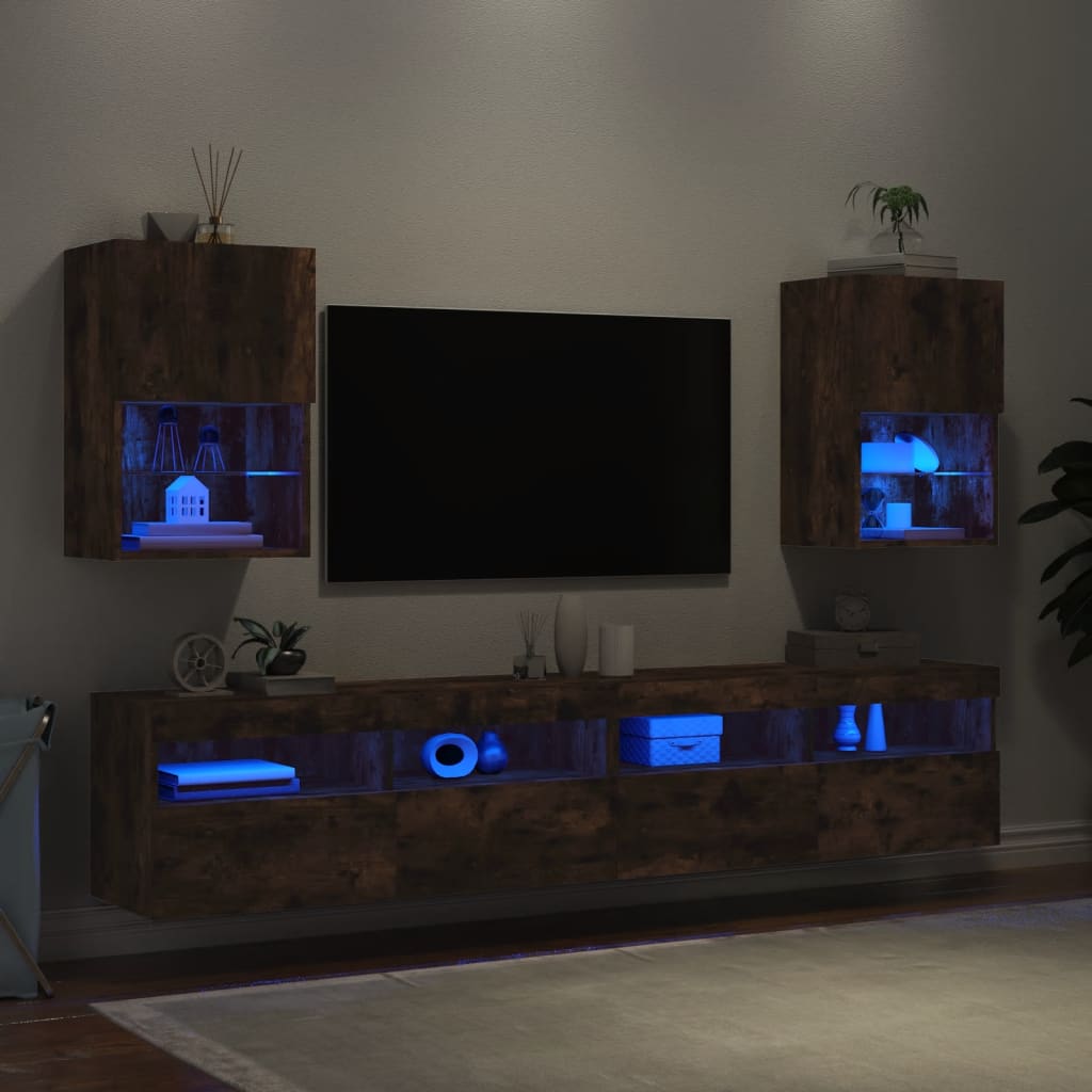 vidaXL TV-kaapit LED-valoilla 2 kpl savutammi 40,5x30x60 cm