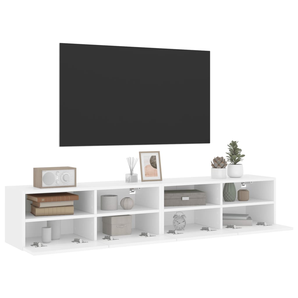 vidaXL TV-seinäkaapit 2 kpl valkoinen 80x30x30 cm tekninen puu