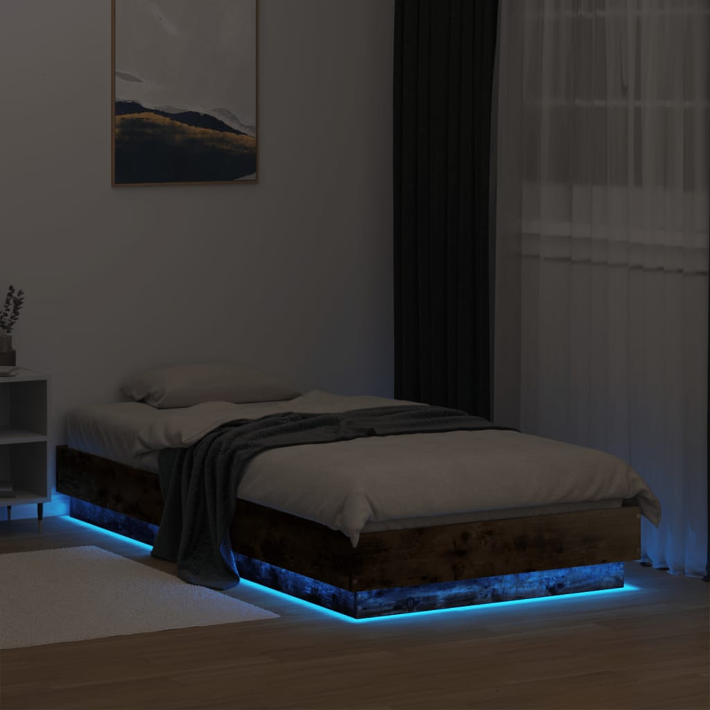 vidaXL Sängynrunko LED-valoilla savutammi 75x190 cm