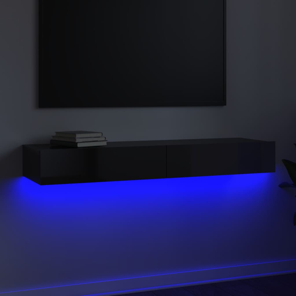 vidaXL TV-taso LED-valoilla korkeakiilto harmaa 120x35x15,5 cm