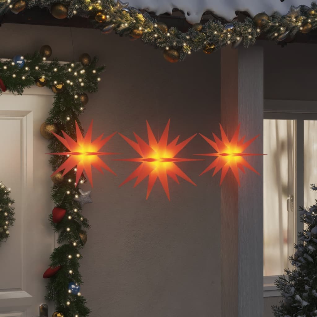 vidaXL Jouluvalot LED-valoilla 3 kpl taitettava punainen