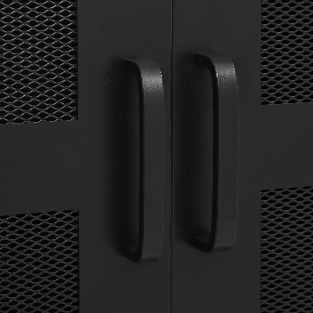 vidaXL Toimistokaappi verkko-ovella teollinen musta 75x40x120 cm teräs