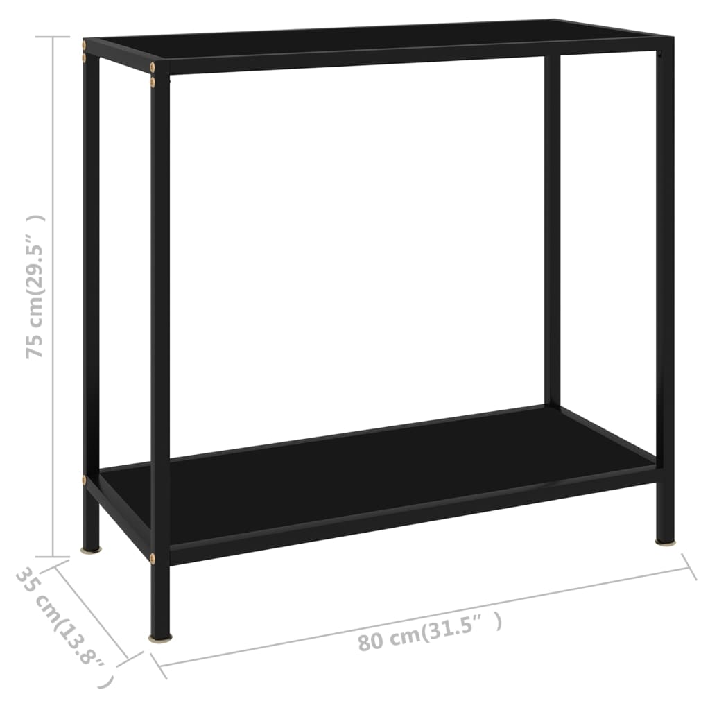 vidaXL Konsolipöytä musta 80x35x75 cm karkaistu lasi