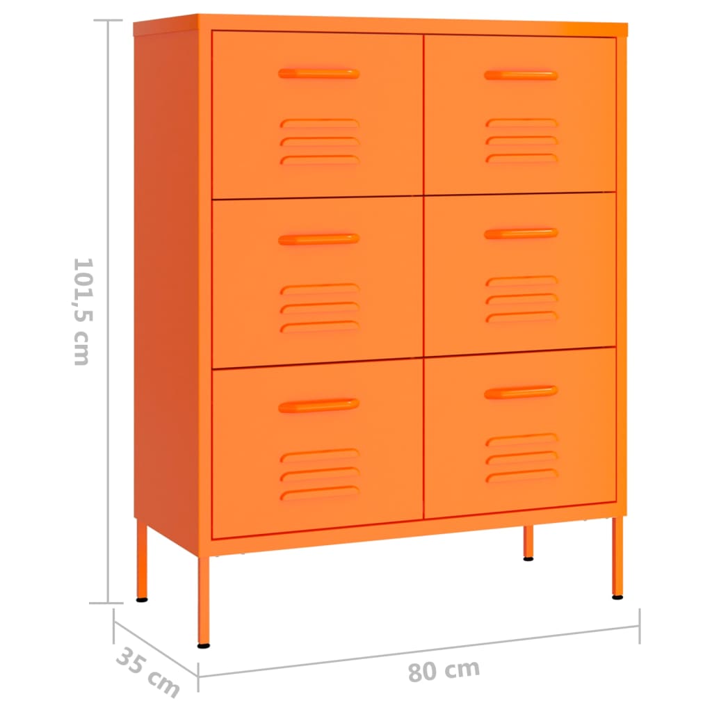 vidaXL Lipasto oranssi 80x35x101,5 cm teräs