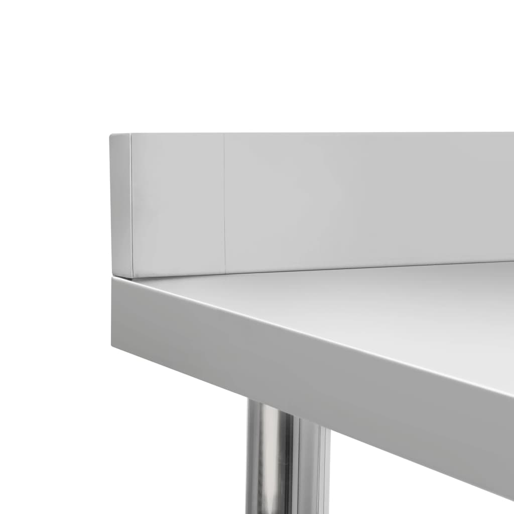 vidaXL Keittiön työpöytä roiskesuojalla 120x60x93 cm ruostumaton teräs