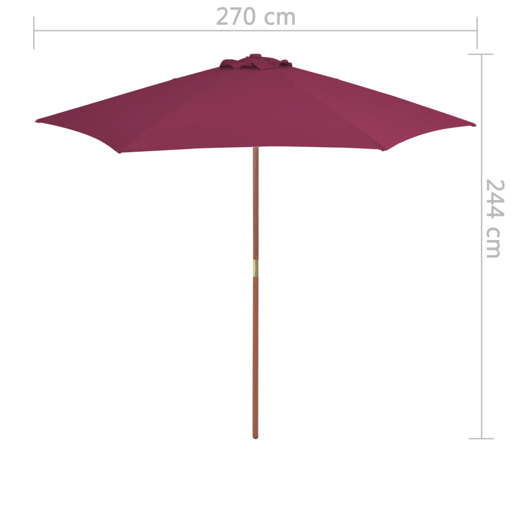 vidaXL Aurinkovarjo puurunko 270 cm viininpunainen