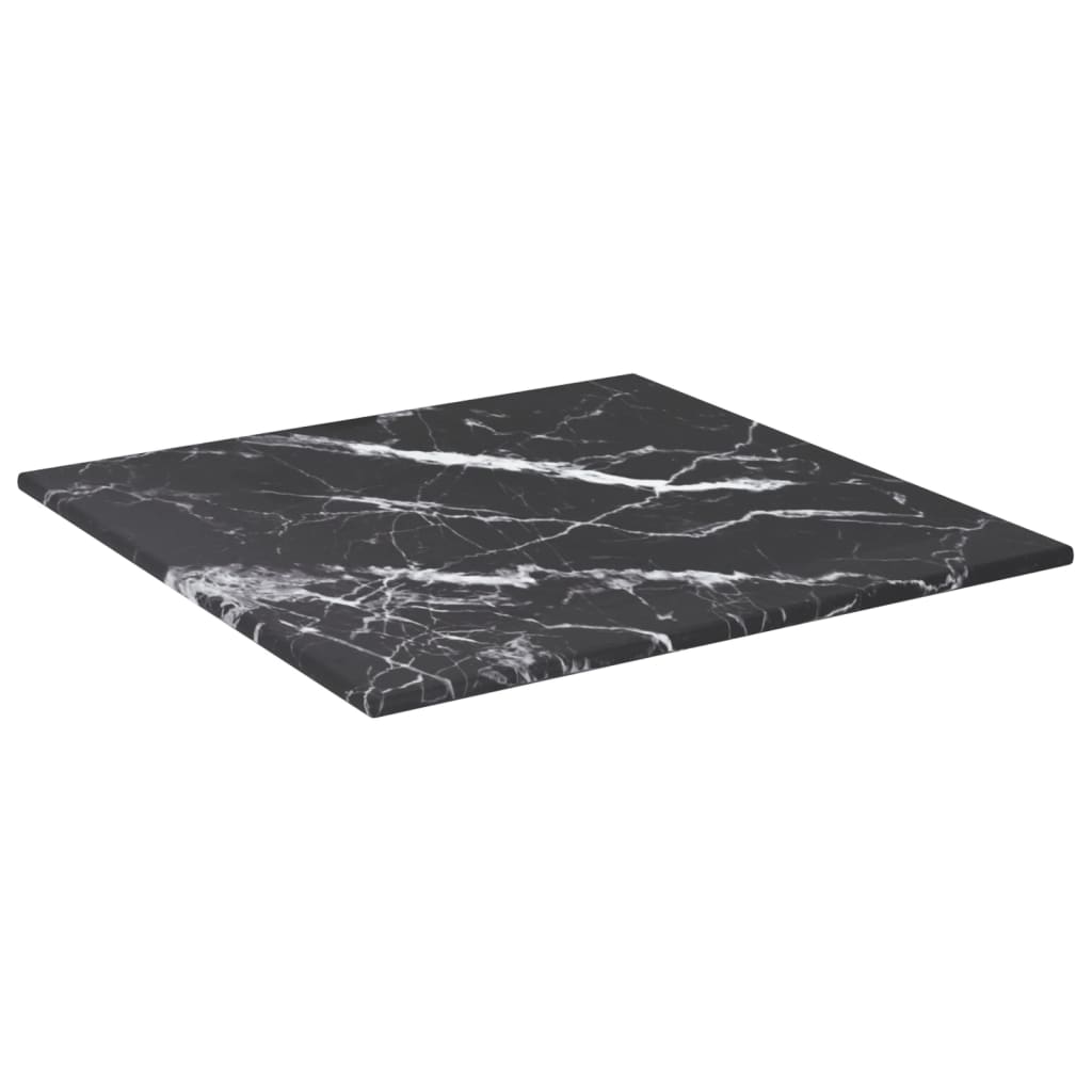 vidaXL Pöytälevy musta 30x30 cm 6 mm karkaistu lasi marmorikuvio
