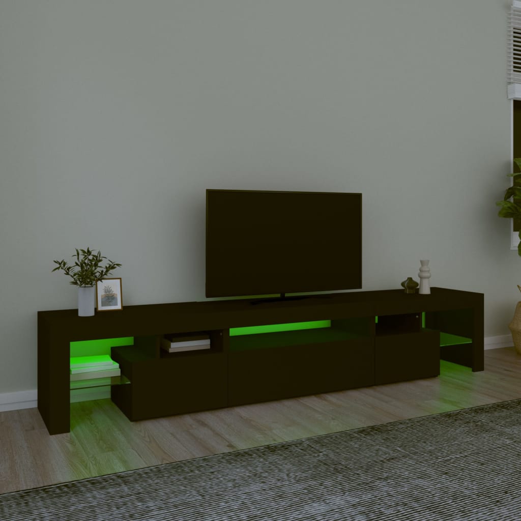 vidaXL TV-taso LED-valoilla musta 215x36,5x40 cm