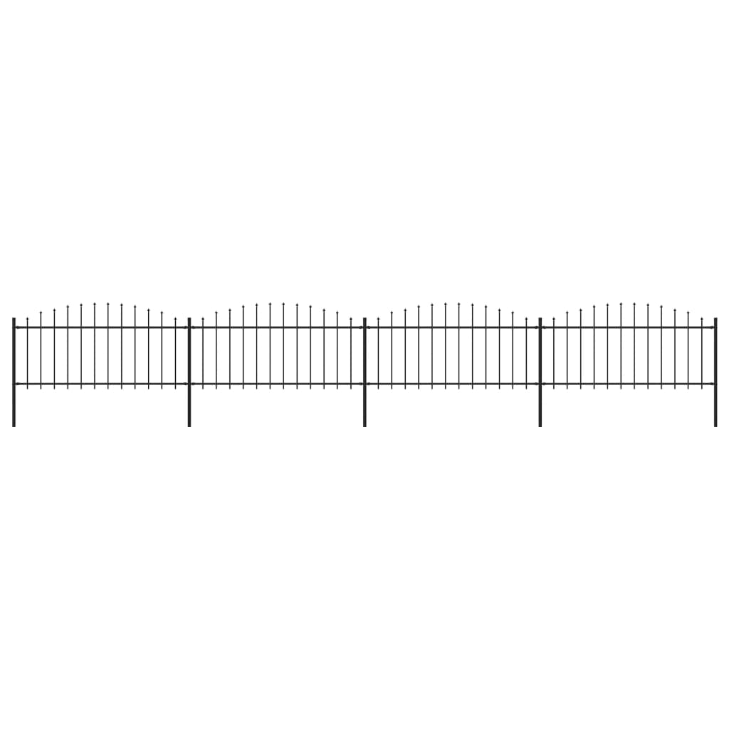 vidaXL Puutarha-aita keihäskärjillä teräs (0,5-0,75)x6,8 m musta