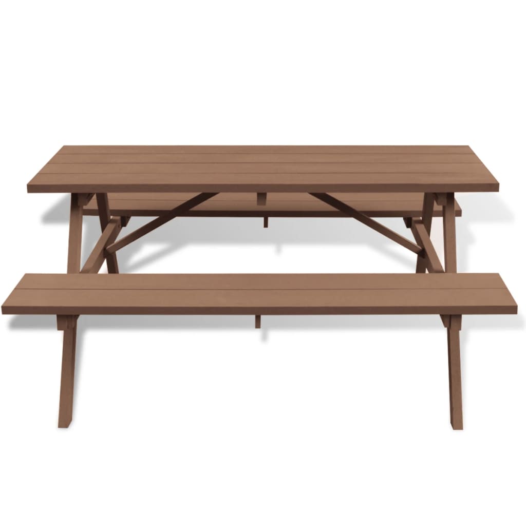 vidaXL Piknikpöytä penkeillä ruskea 150x139x72,5cm WPC