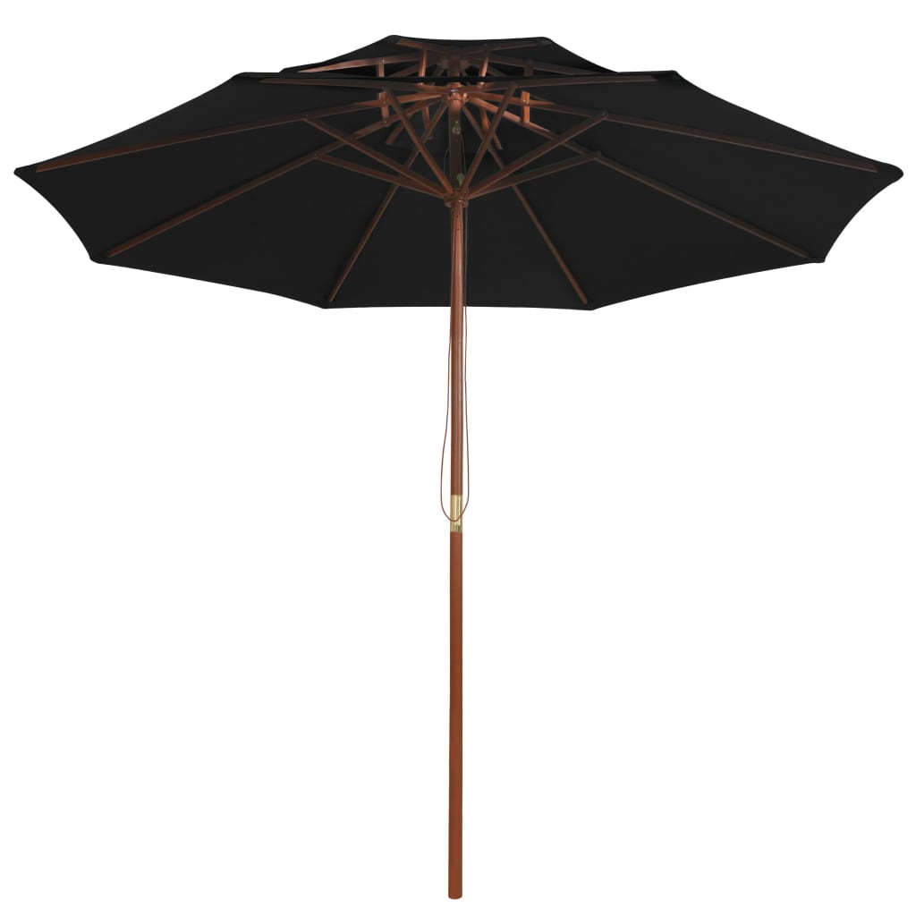 vidaXL Kaksikerroksinen aurinkovarjo puurunko musta 270 cm