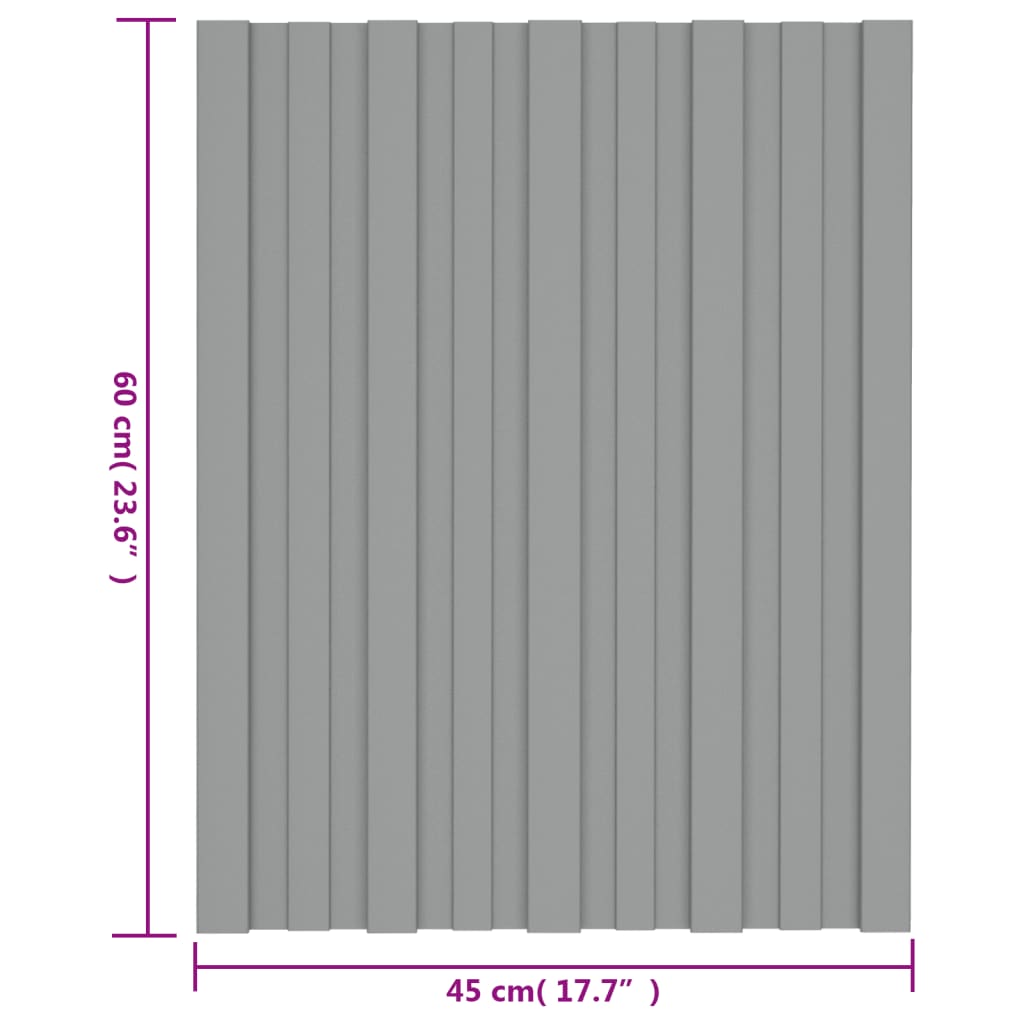 vidaXL Kattopaneeli 36 kpl galvanoitu teräs harmaa 60x45 cm