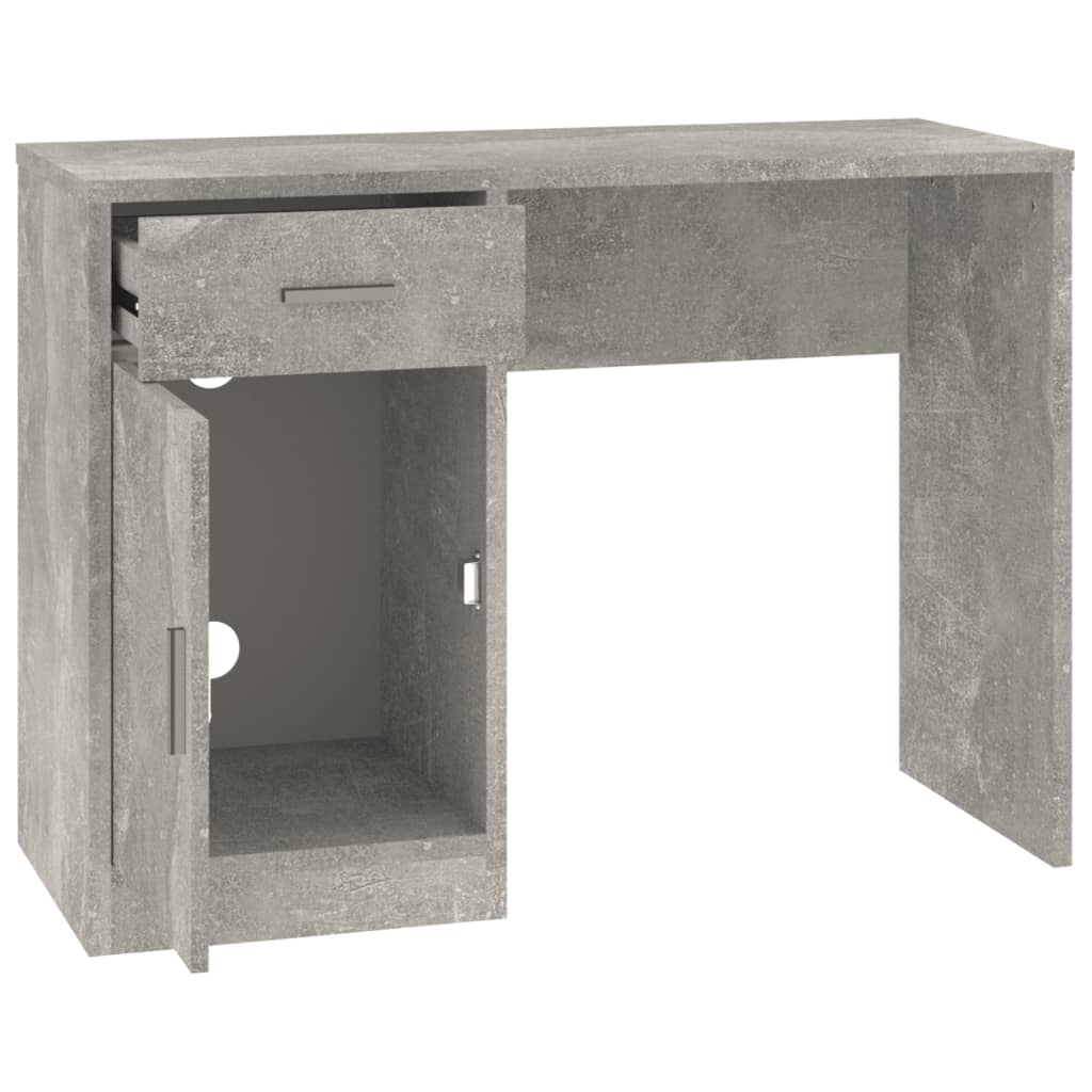 vidaXL Työpöytä laatikolla ja kaapilla betoninharmaa 100x40x73 cm puu