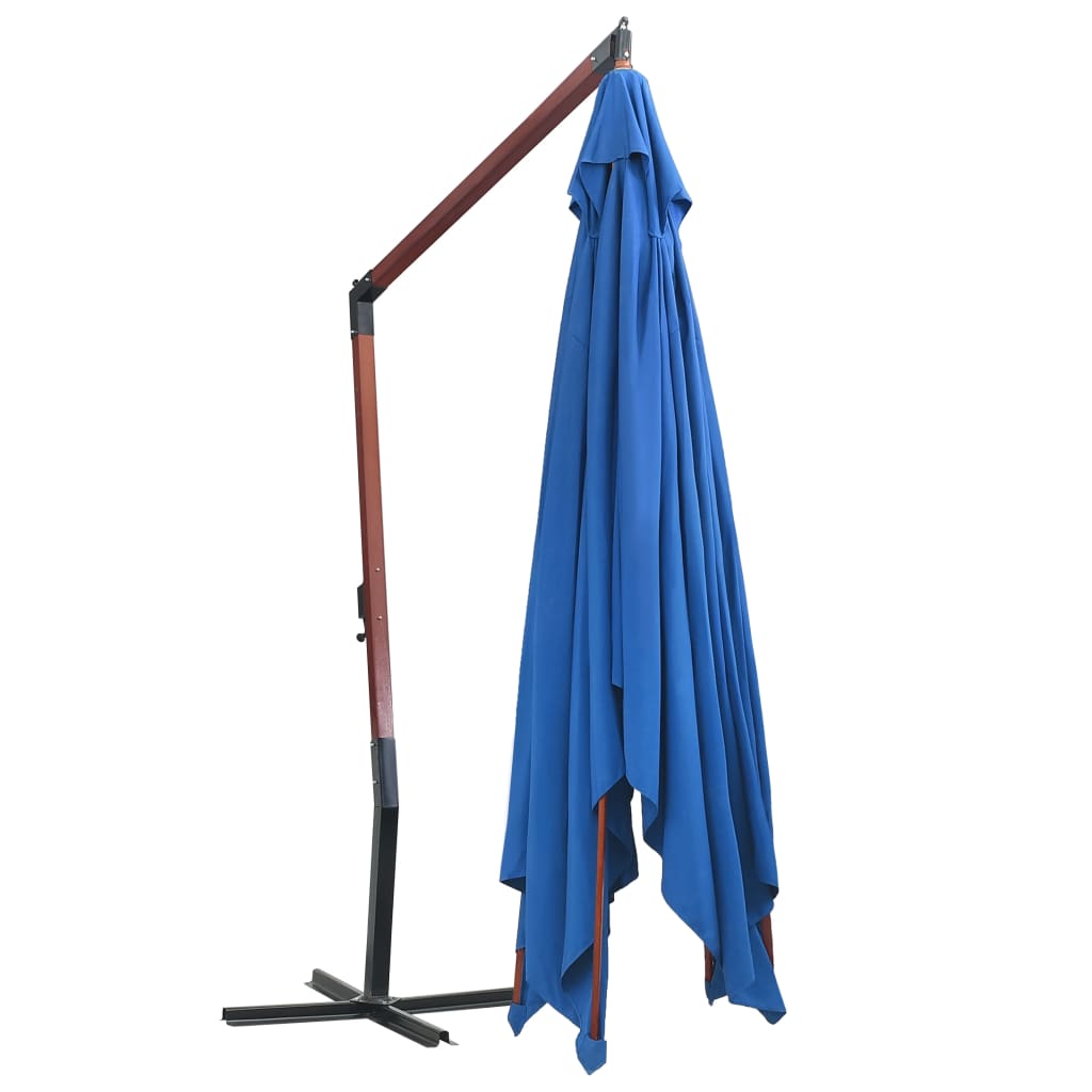 vidaXL Riippuva aurinkovarjo puurunko 400x300 cm sininen