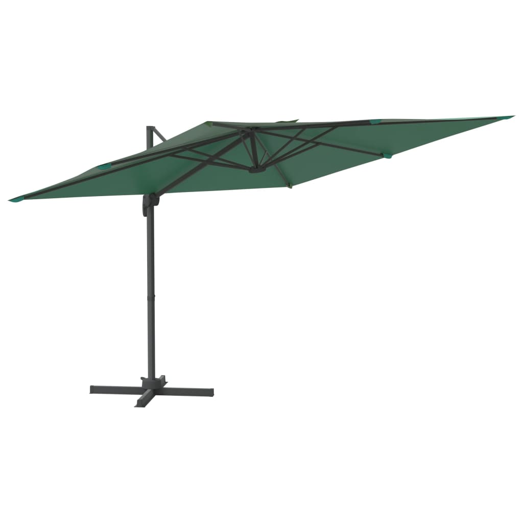 vidaXL Riippuva aurinkovarjo alumiinipylväällä vihreä 400x300 cm