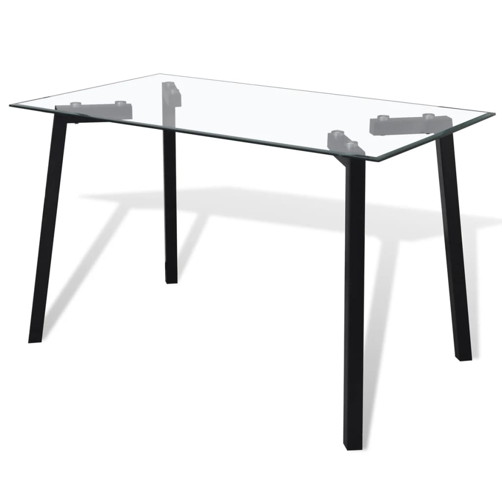 vidaXL Ruokapöytä lasisella pöytälevyllä ja mustilla jaloilla
