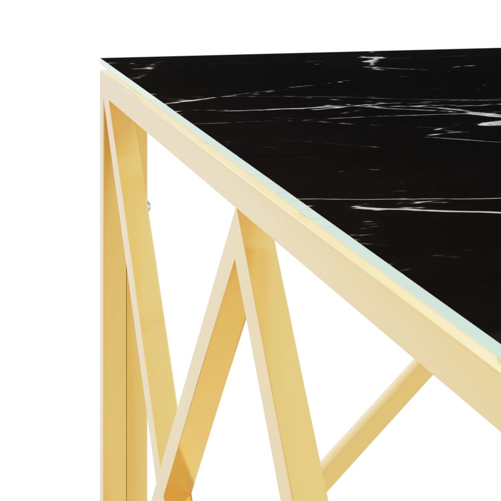 vidaXL Sohvapöytä kulta 80x80x40 cm ruostumaton teräs ja lasi