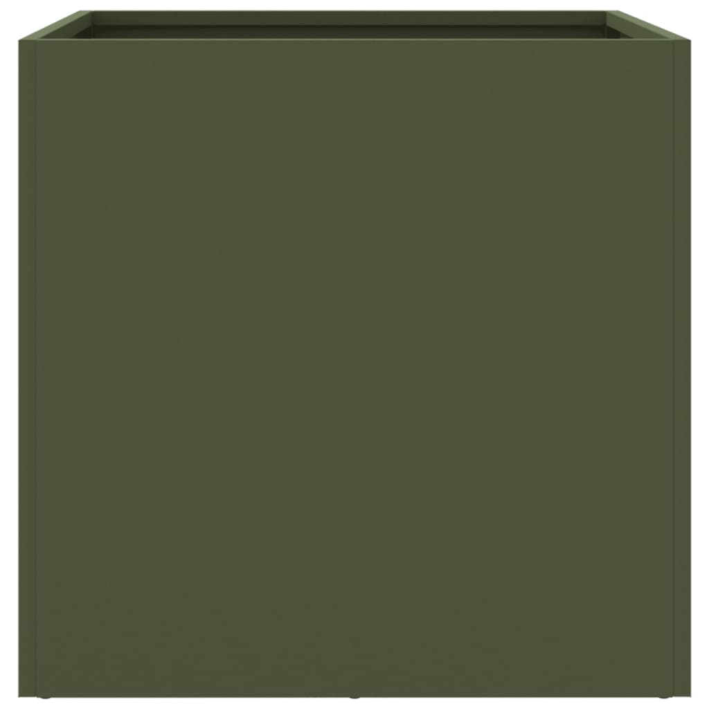 vidaXL Kukkalaatikko oliivinvihreä 42x40x39 cm kylmävalssattu teräs