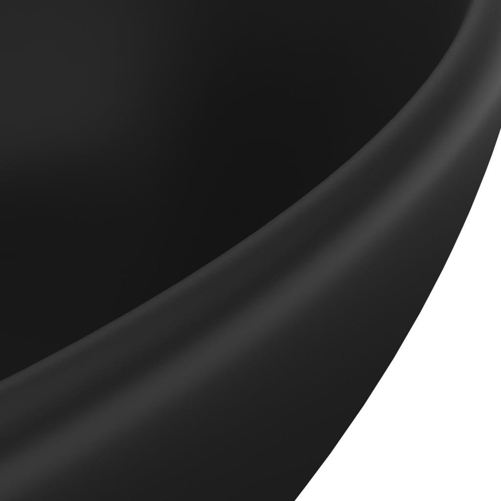 vidaXL Ylellinen pesuallas ovaali matta musta 40x33 cm keraami