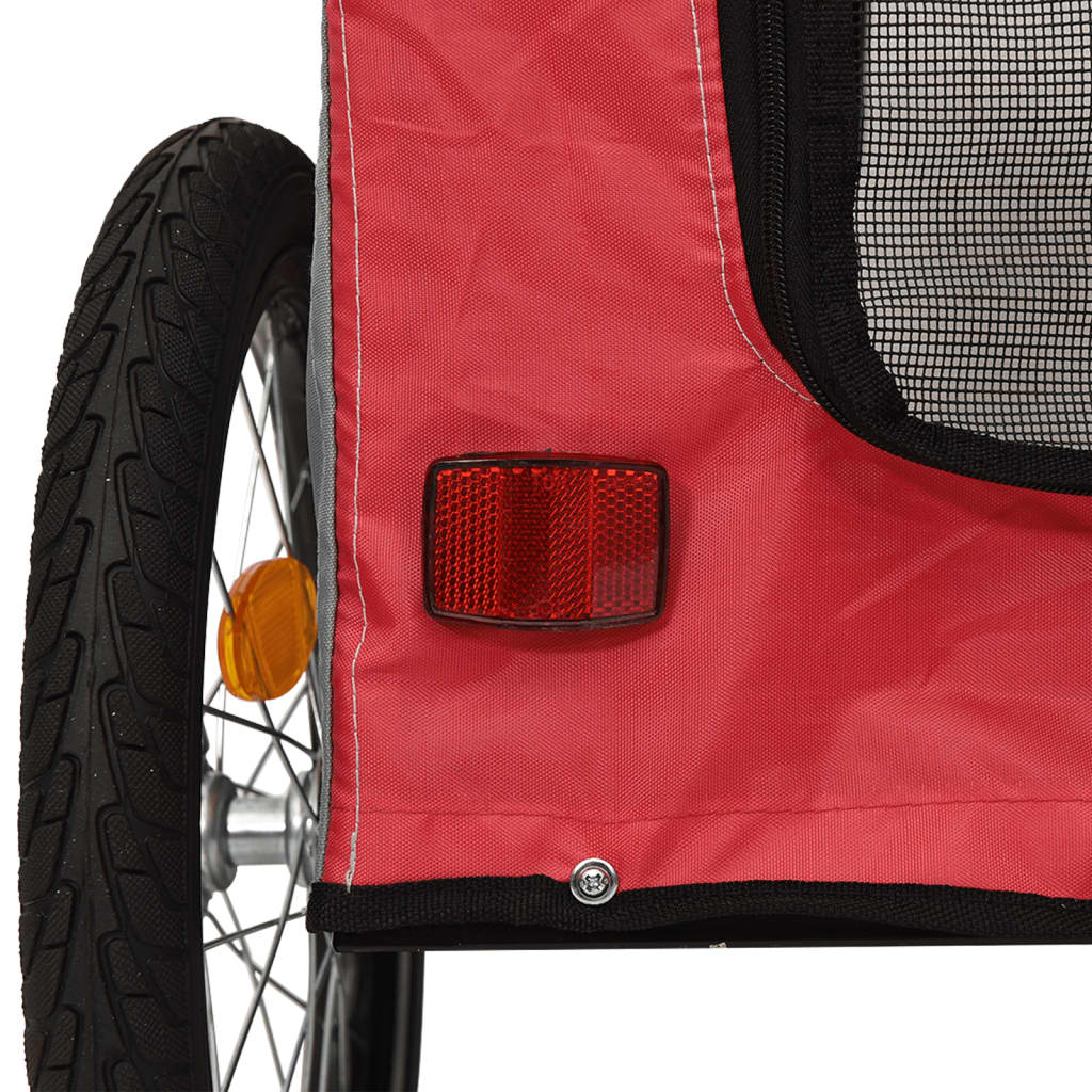 vidaXL Lemmikinkuljetuskärry polkupyörään punaharmaa kangas ja rauta