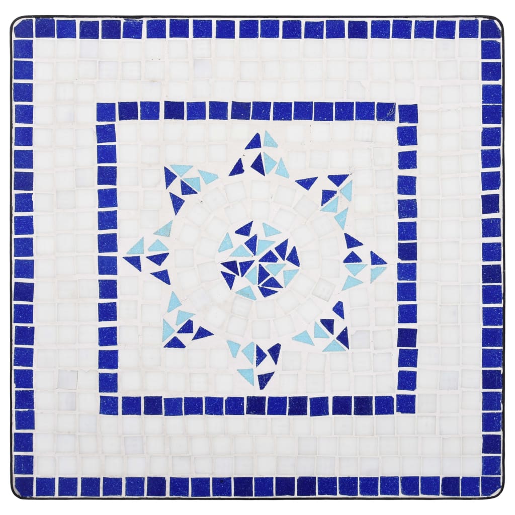 vidaXL Mosaiikkibistropöytä sininen ja valkoinen 60 cm keramiikka